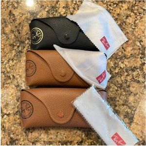 Ray Ban set of 3 glasses case with cleaning cloths